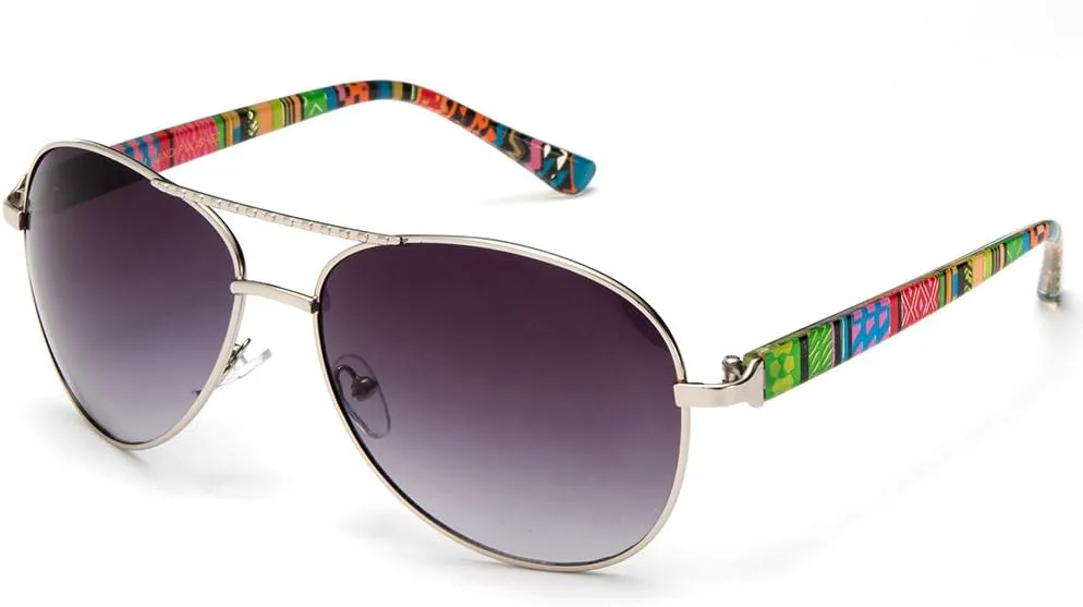 

Newbee Fashion - Солнцезащитные очки-авиаторы с крупным металлическим покрытием и этническим узором, весенняя коллекция Newbee Fashion Sunglasses, Tribal Green