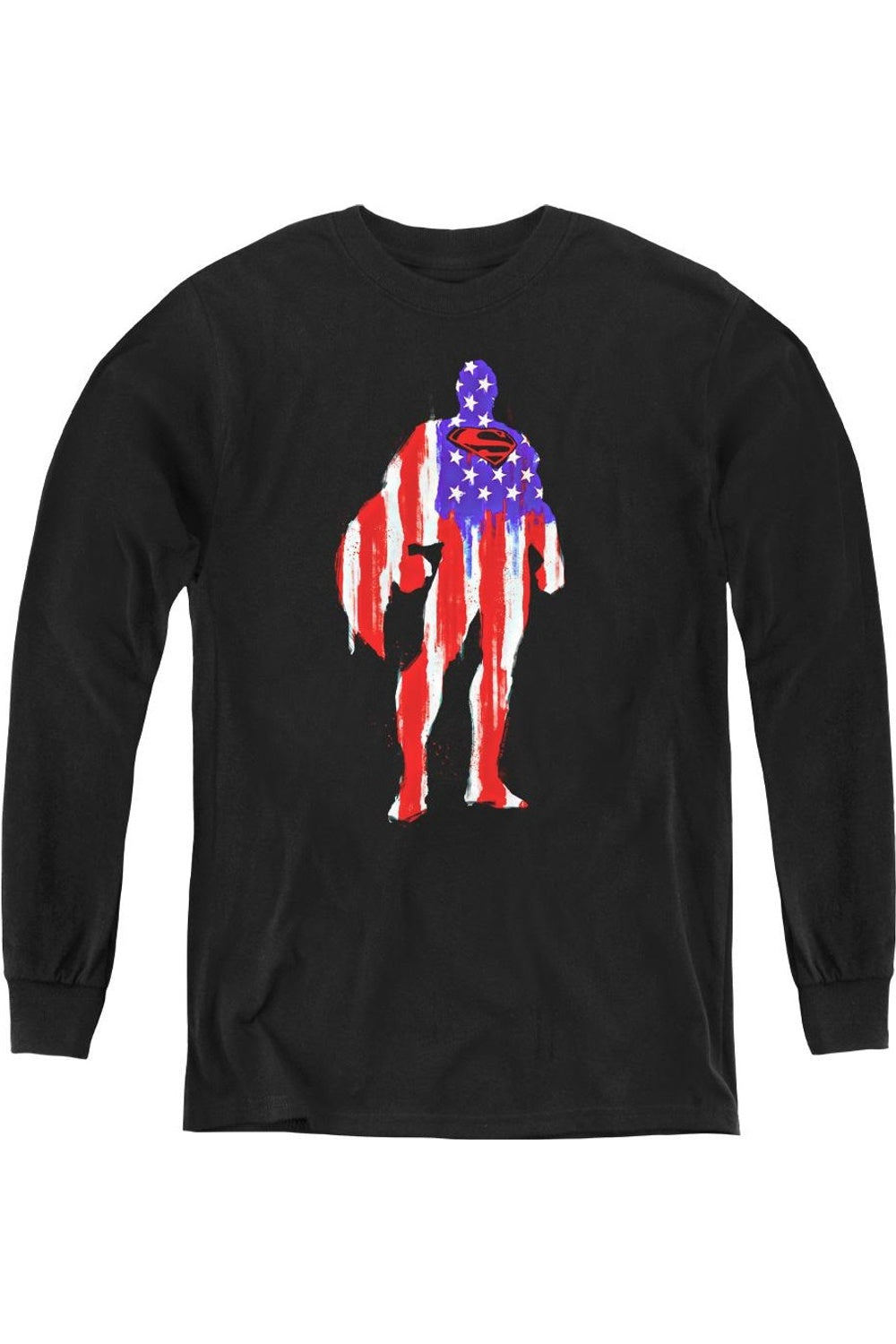 

Футболка с силуэтом флага Супермена для подростков с длинным рукавом Gildan, черный