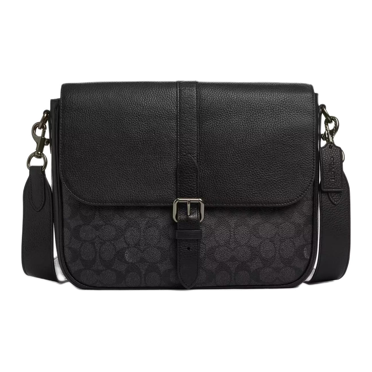 

COACH Кожаный наплечный рюкзак Warner Crossbody Tubas мужской угольный и черный