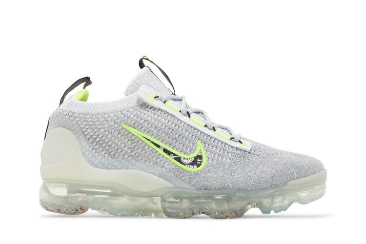 Кроссовки Nike Air VaporMax 2021 Flyknit GS 'Wolf Grey Volt', серый — фото 2