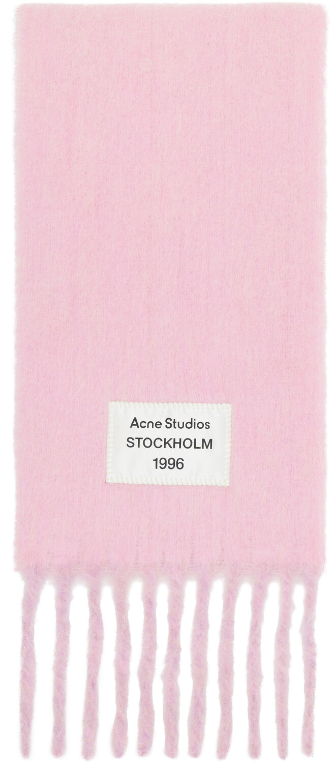 

Шарф с бахромой и логотипом в розовых тонах Acne Studios