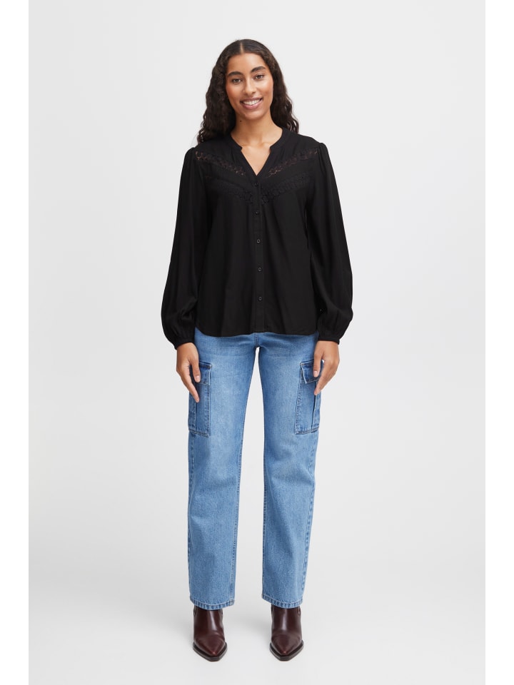 

B. young Рубашка BYHABINE с V-образным вырезом - легкая тканая, стандартный крой, черный