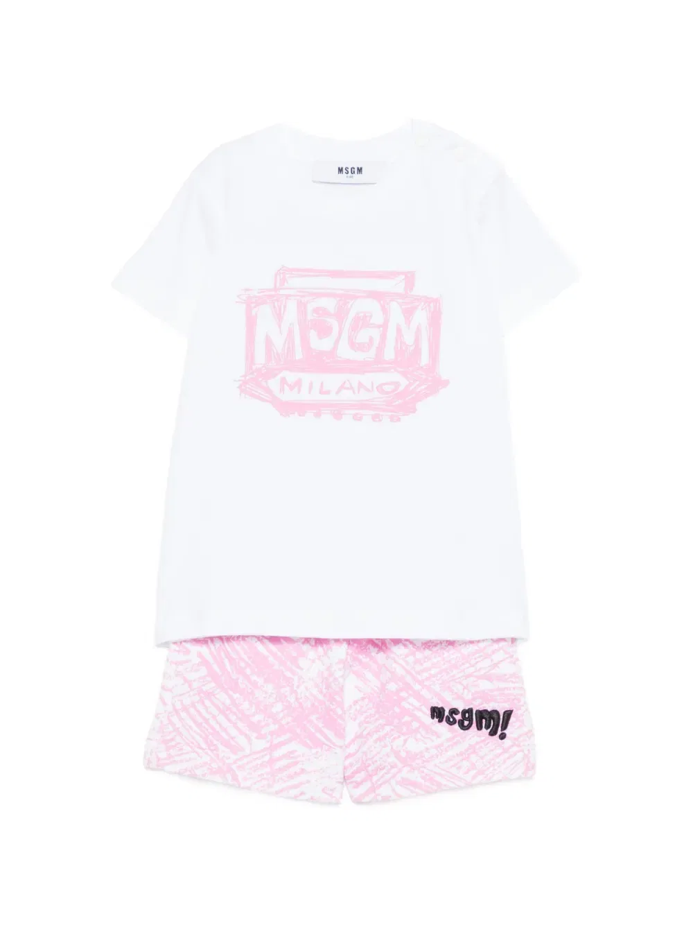 Короткий комплект с логотипом Msgm Kids, белый