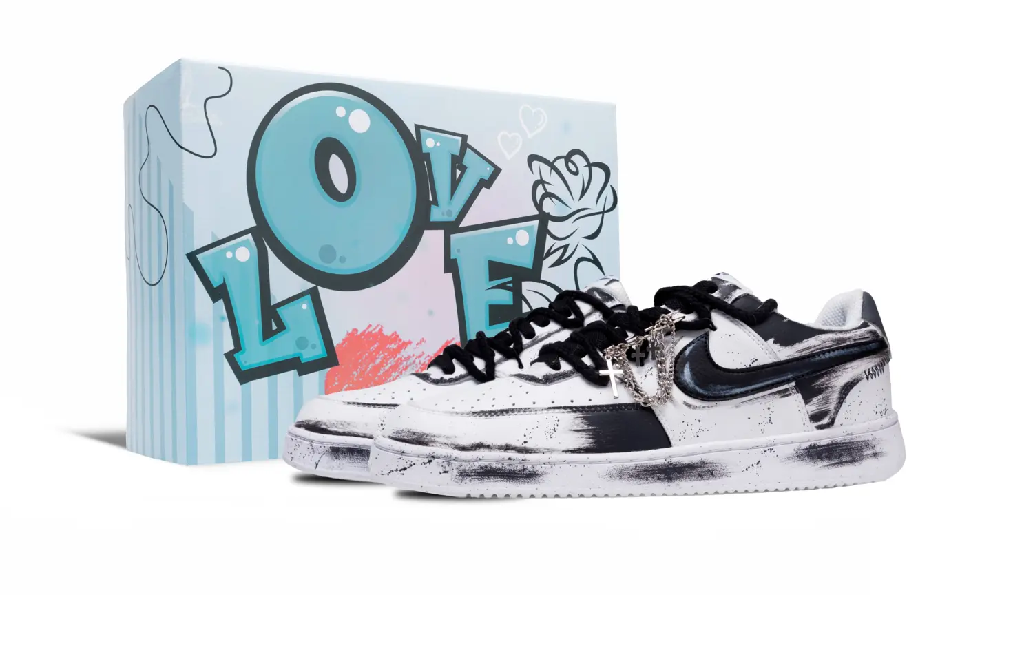 Кроссовки для скейтбординга Court Vision 1 Low Top, унисекс, черные Nike, Black