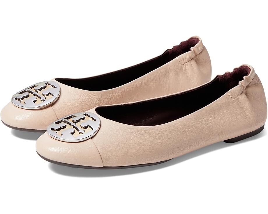 

Туфли на плоской подошве Tory Burch Claire Cap-Toe Ballet, цвет Rose Pink/Gold/Silver
