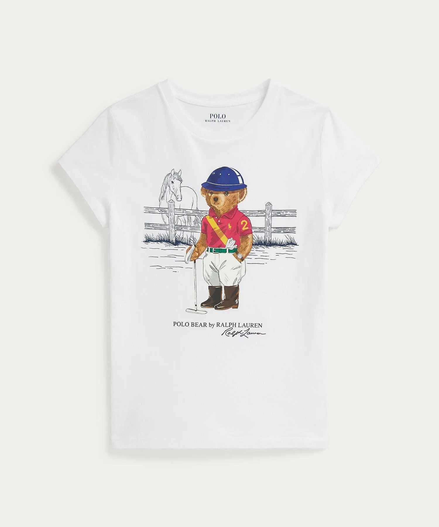 Хлопковая футболка Polo Bear (для девочек, 7-16 лет) Polo Ralph Lauren, 100 White