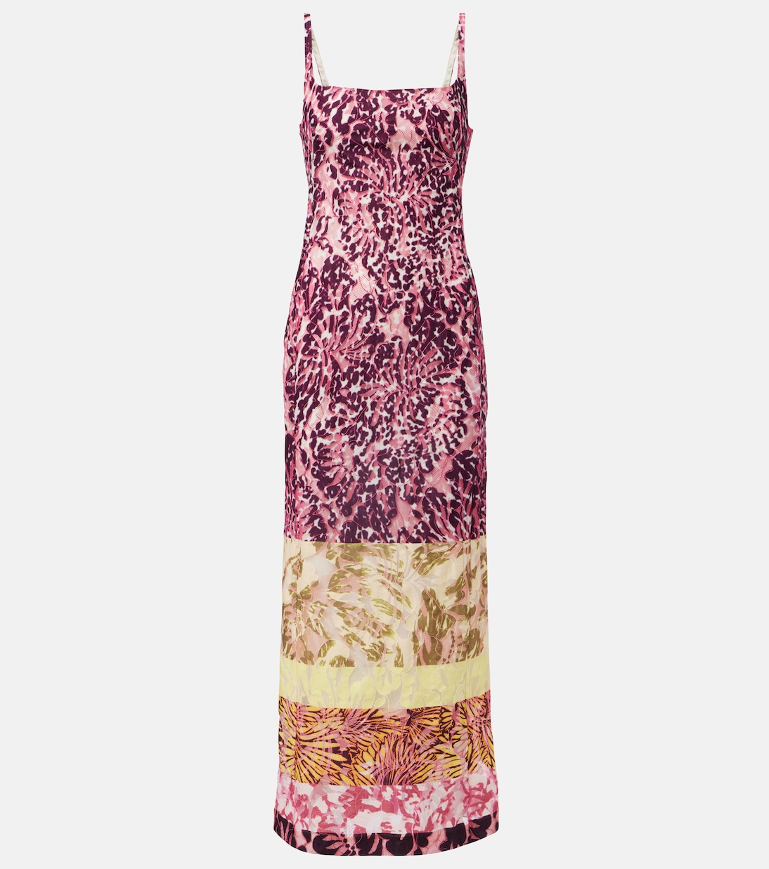 

Принтованный макси-сарафан в стиле пэчворк Dries Van Noten, бордовый