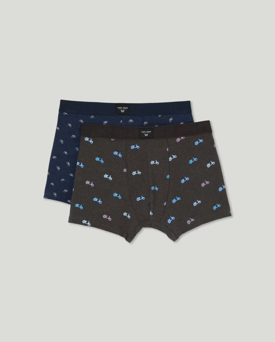 

Набор из двух эластичных боксеров с мужским принтом Easy Wear, тёмно-синий