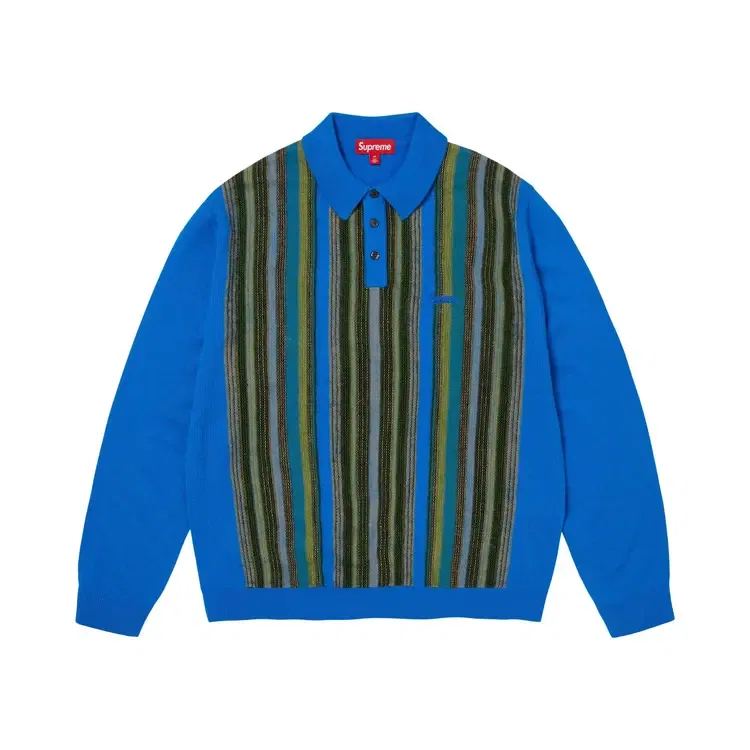 Поло-свитер в цветную полоску Supreme, синий
