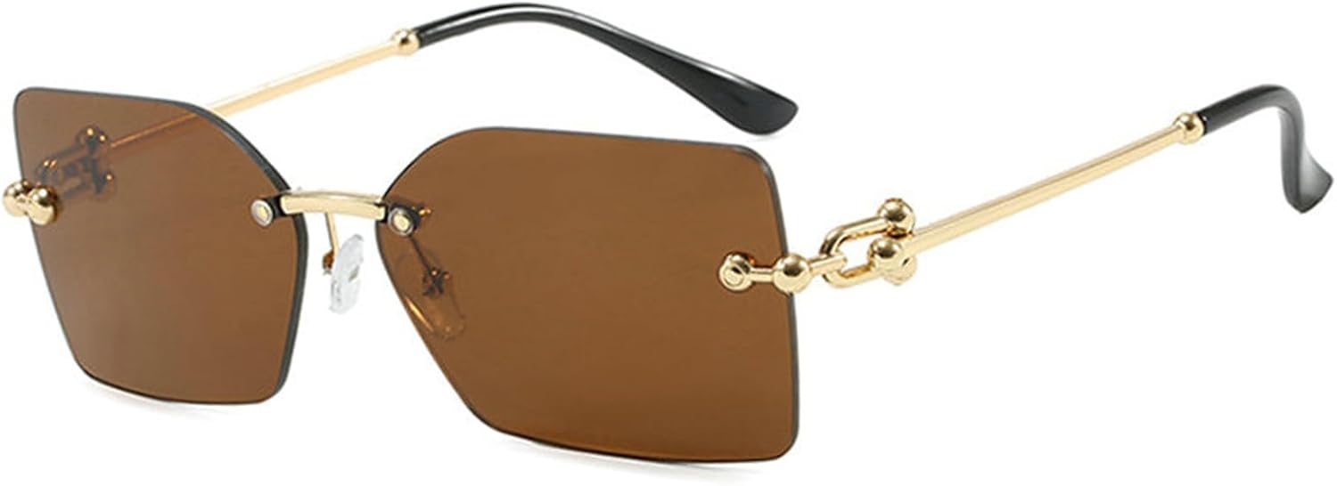 

Солнцезащитные очки без оправы прямоугольной формы для мужчин и женщин. Стильные солнцезащитные очки без оправы в винтажном стиле, квадратные, черные, с защитой от УФ-излучения UV400 willochra, C4