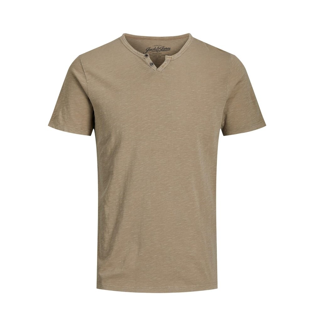 

Футболка с коротким рукавом Jack & Jones Split Neck Slim Fit, бежевый