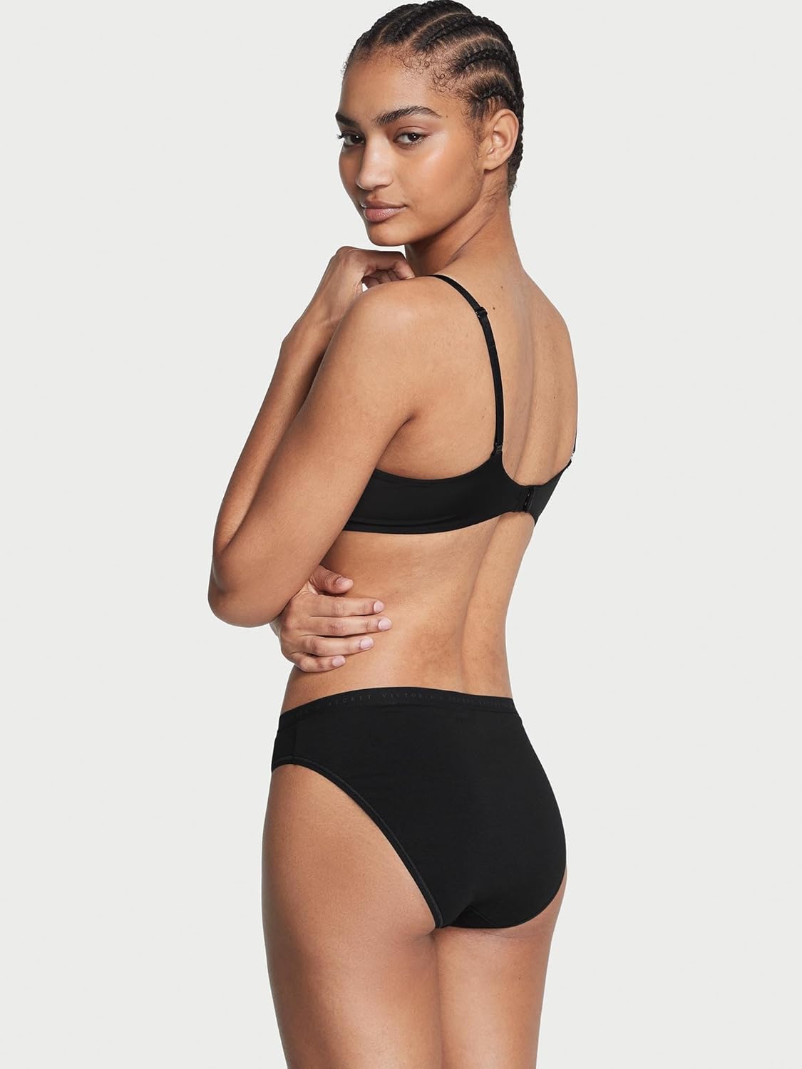 Женские хлопковые бикини Victoria's Secret Women's Cotton Bikini Underwear, 4 штуки, черный — фото 3