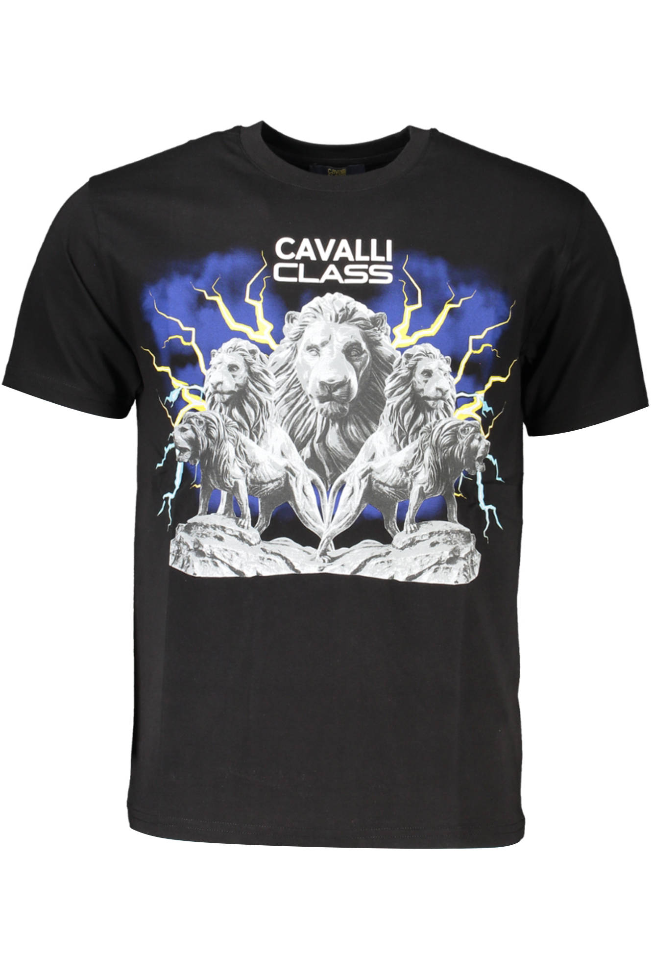 

Футболка мужская Cavalli Class хлопковая с изображением львов, черный
