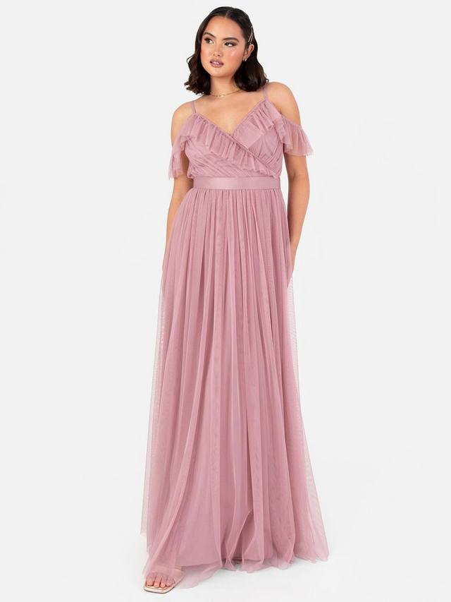

Фатиновое макси-платье с запахом с открытыми плечами Anaya With Love, цвет Bridal Rose