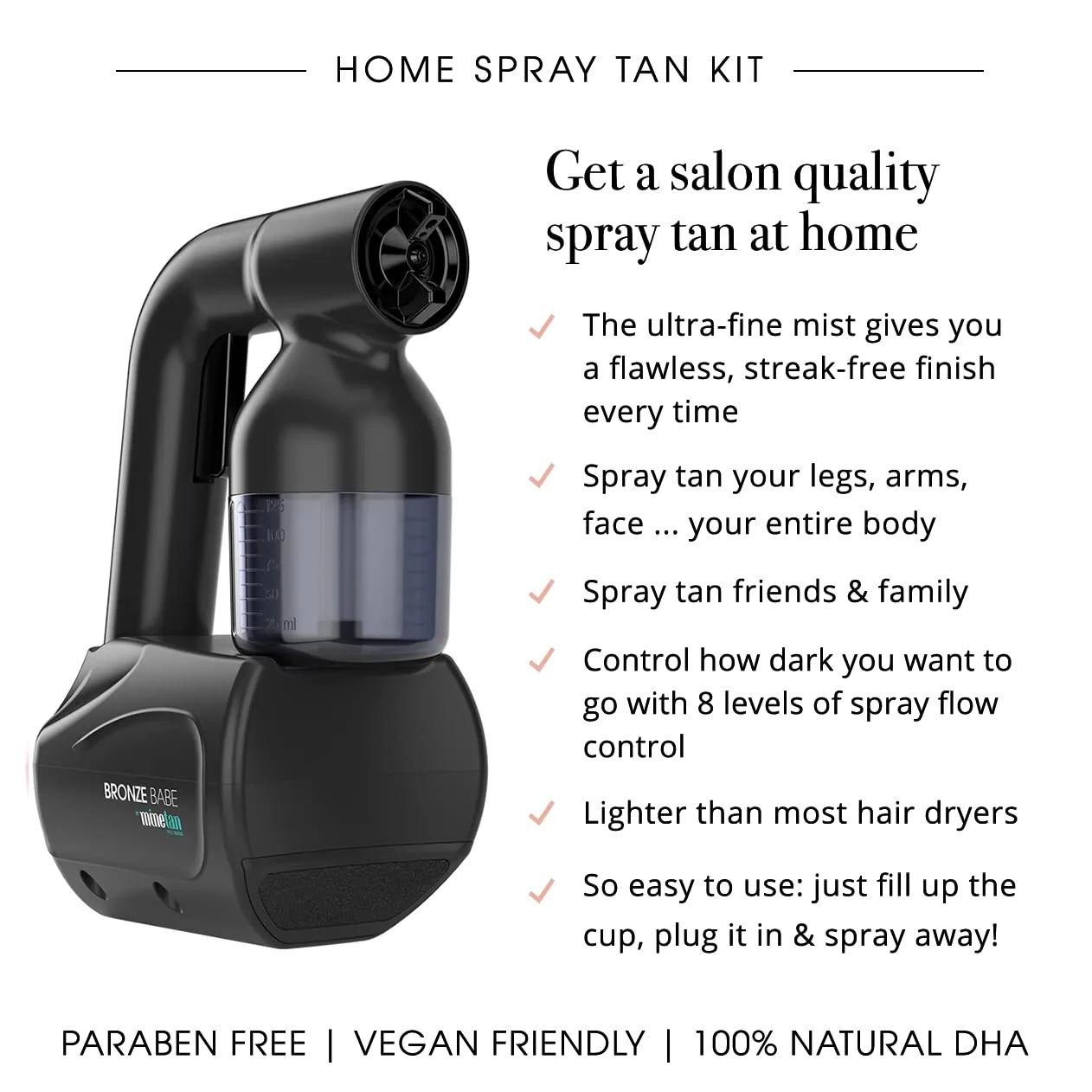 Набор для автозагара MineTan Mobile Spray Tan Machine | Легкий и портативный для дома, салонов и мобильных мастеров, аэрографическое покрытие, ровный загар, Vegan Friendly, одобрено PETA 333 мл (3 шт.) Minetan Body.Skin, brown — фото 2