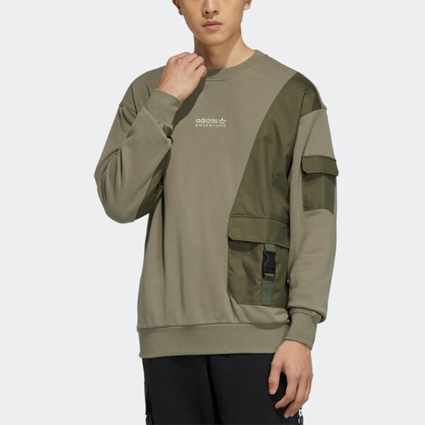 Толстовка Men's adidas originals Adv Crewneck Multiple Pockets Pullover Sports Round Neck Olive, мультиколор — фото 2