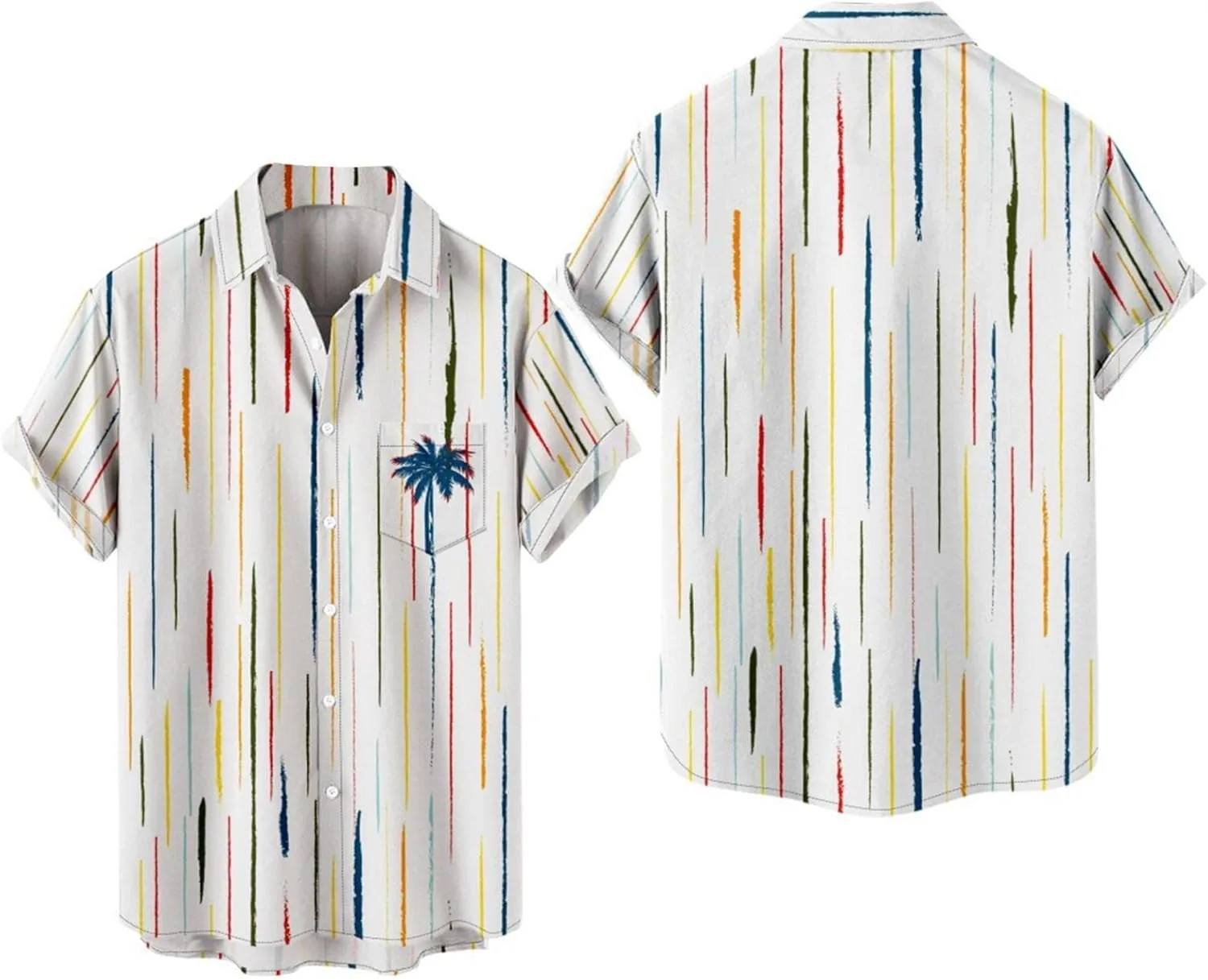 Мужская летняя рубашка с коротким рукавом Casual Button Down, принт Tie Dye — фото 2