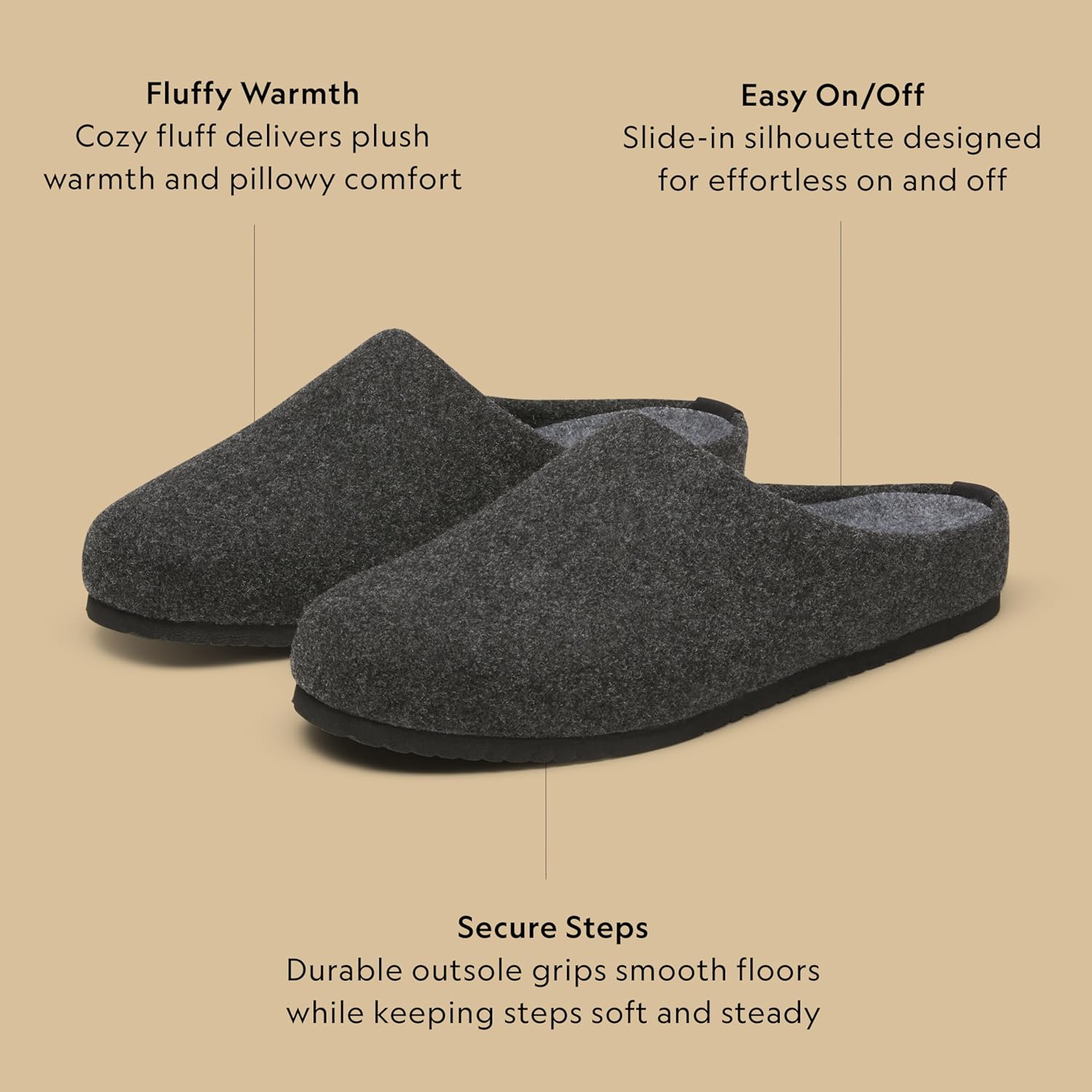 Унисекс тапочки Allbirds из шерсти, домашние обувь с открытой пяткой, верх из шерстяной смеси и мягкая подкладка, черный/черный — фото 4