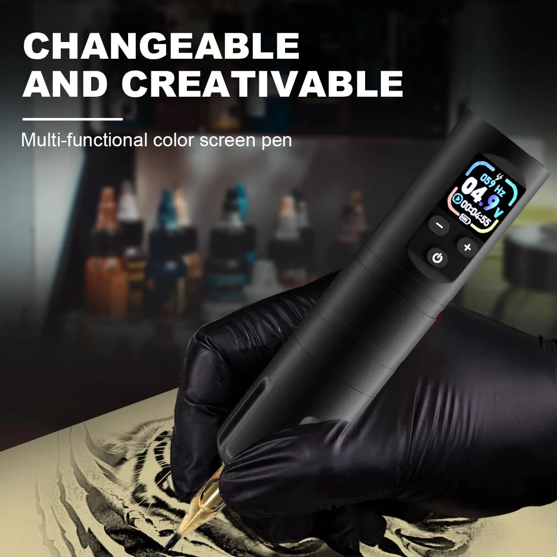 Беспроводной тату-аппарат «Wireless OLED Tattoo Pen Set» от KVM ‎Kvm — фото 4