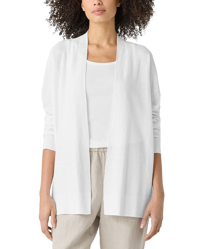 

Льняной хлопковый длинный кардиган Eileen Fisher, белый