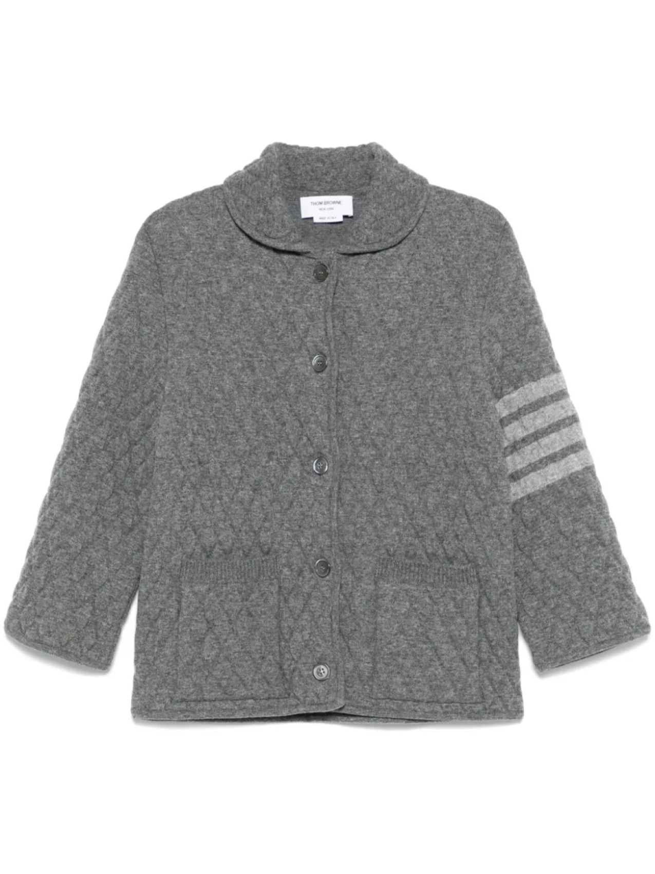 

Thom Browne стеганая куртка 4 Bar Stripes, серый