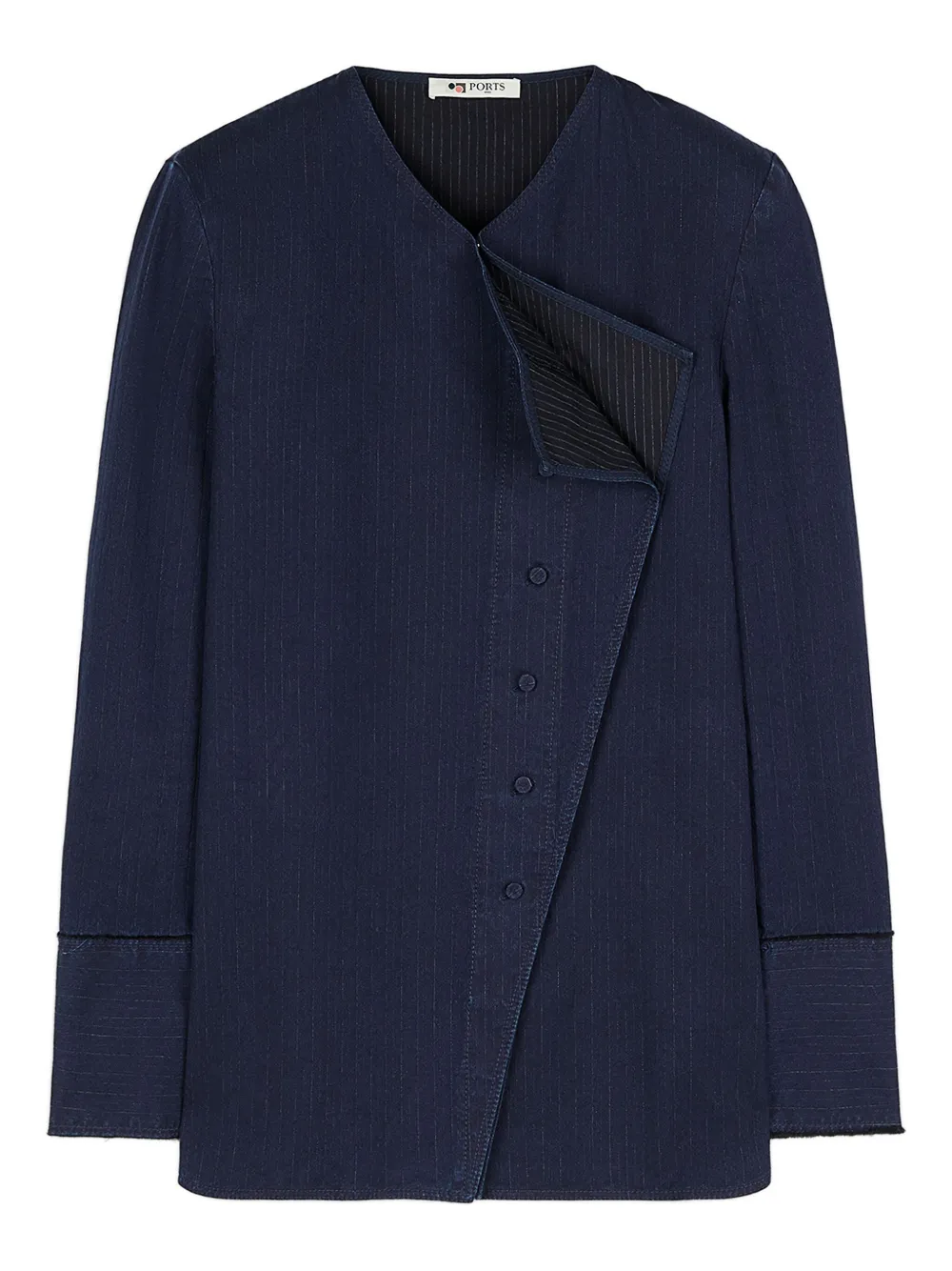 

Асимметричная рубашка в тонкую полоску Ports 1961, синий