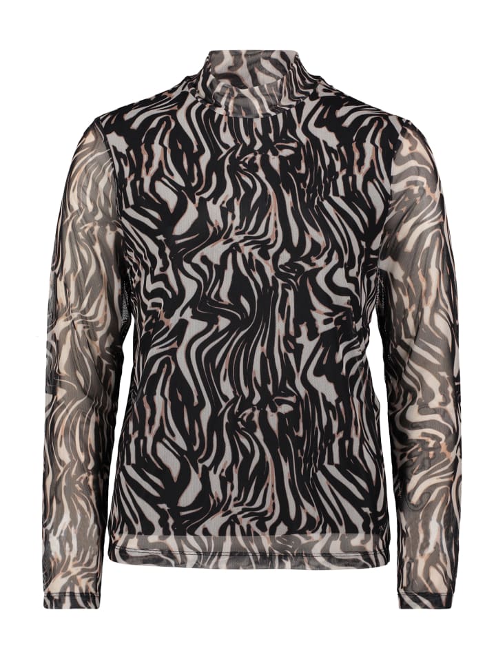 

Рубашка из сетки с воротником-стойкой в цвете натуральный/черный BETTY & CO