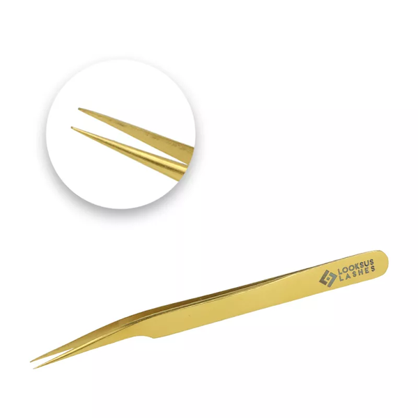 

Пинцет для наращивания ресниц 1, 1 упаковка. Looksus Lashes Gold premium
