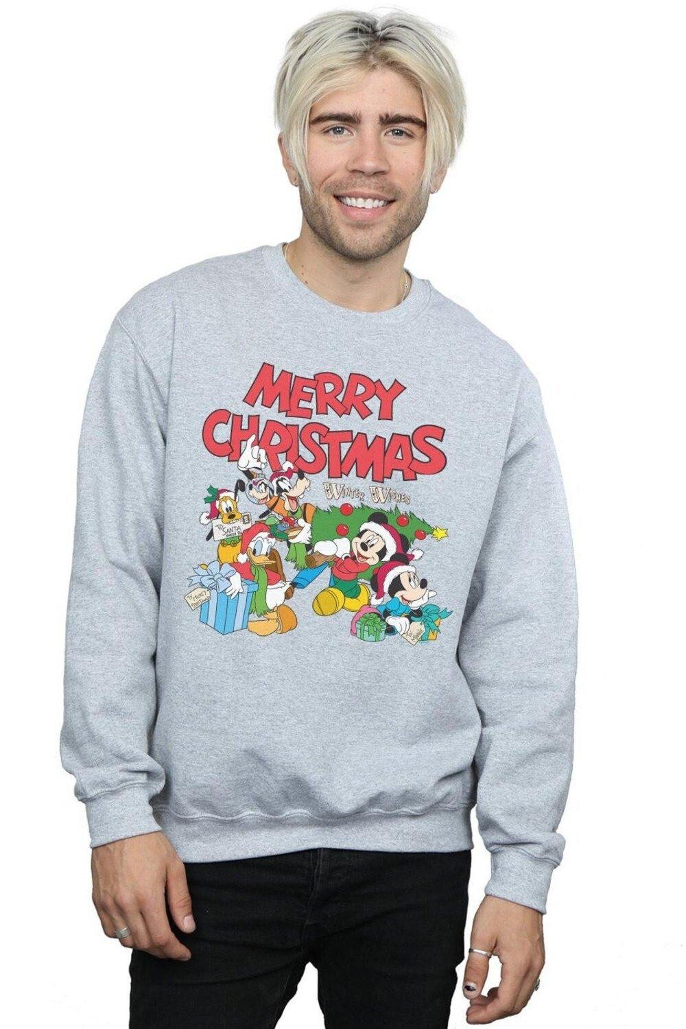 

Толстовка с надписью «Mickey And Friends Winter Wishes» Disney, серый