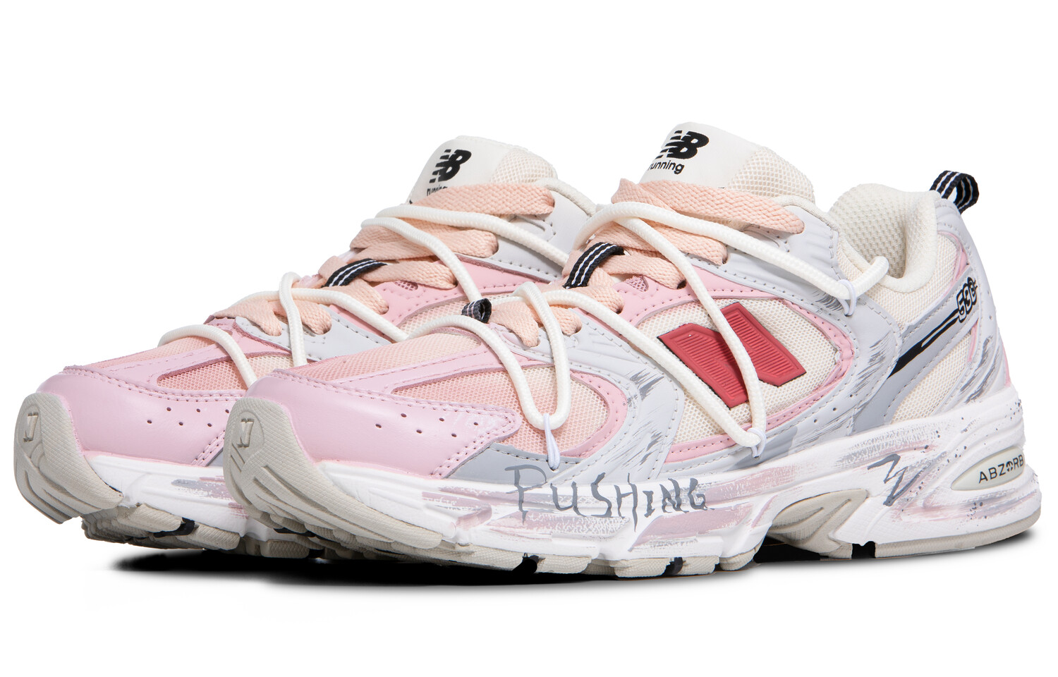 Кроссовки NB 530 унисекс средней высоты розовые/серые/белые New Balance — фото 2