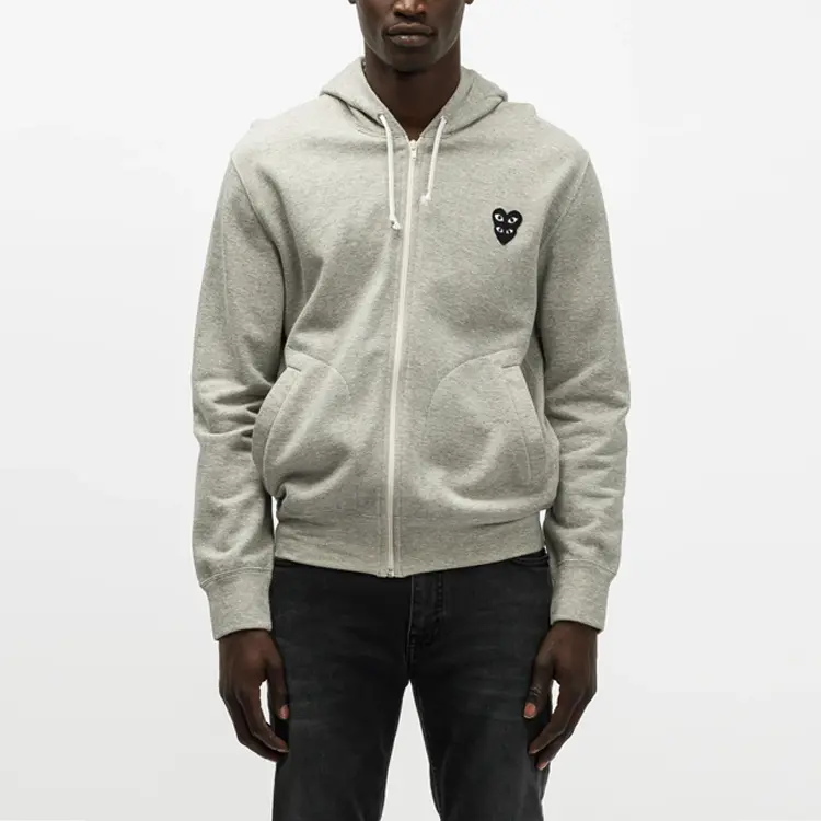 Куртка COMME des GARCONS PLAY Zip Hooded Sweatshirt With Black Family Heart 'Grey', серый — фото 2