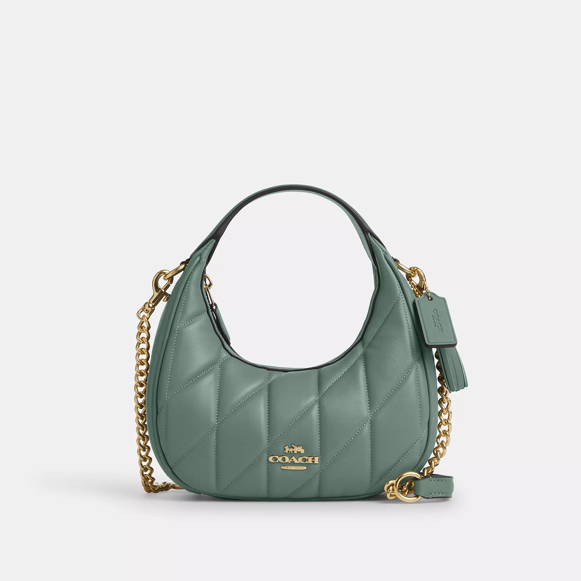 

Coach Outlet Carmen Мини-сумка через плечо со стежкой, цвет gold/sage