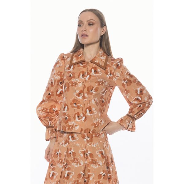 

Женская блузка с длинным рукавом и контрастным воротником Alexia Admor, цвет beige floral
