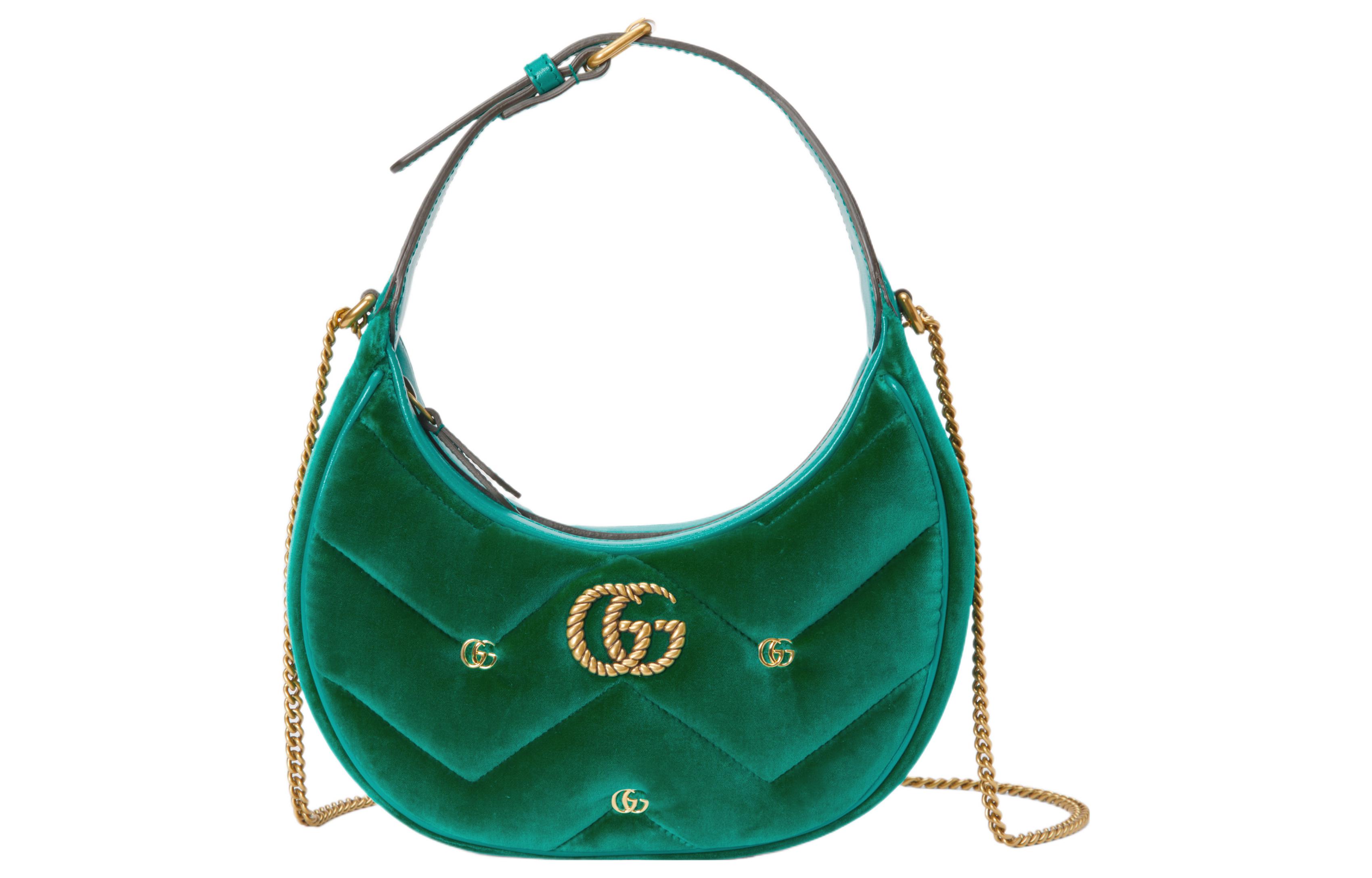 

GUCCI Сумка GG Marmont бархатная женская зеленая
