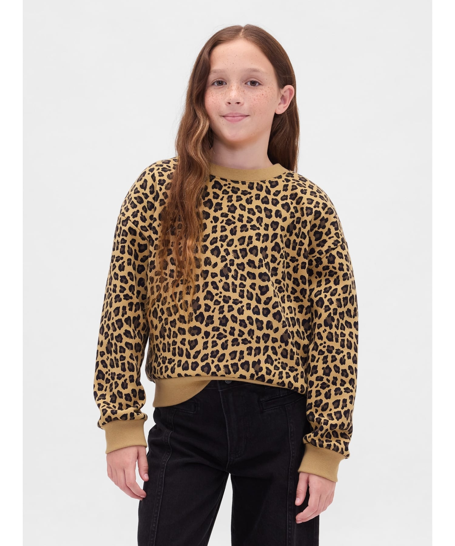 (K) Винтажный мягкий свитшот «летучая мышь» (дети) GAP, LEOPARD
