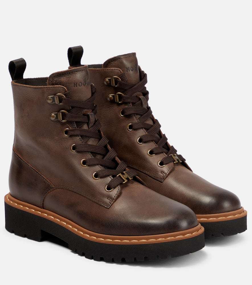 Кожаные ботинки до щиколотки Hogan, Tabacco Scuro