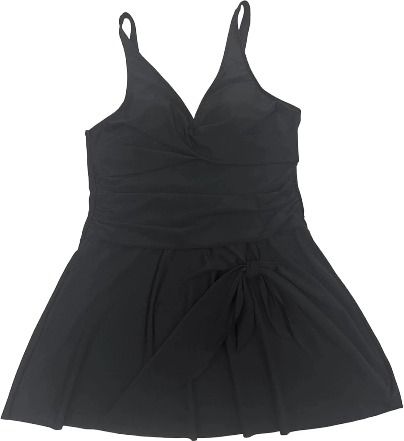 Купальник женский Plus Size 2 Piece с V-образным вырезом и шортами для пляжа Generic, черный — фото 4