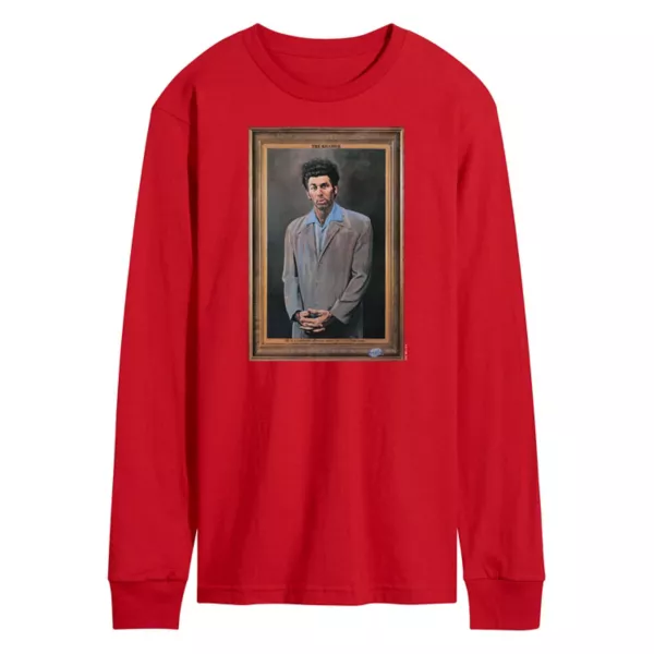 

Мужская футболка с длинным рукавом и принтом Seinfeld Kramer Portrait Licensed Character, красный