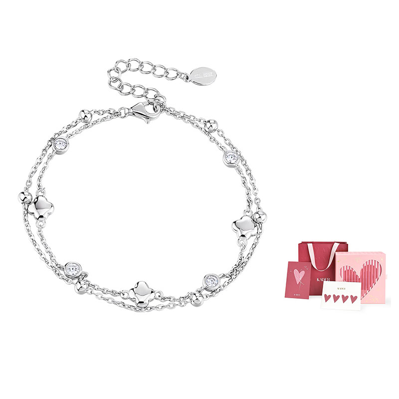 

KADER Счастливый браслет из серебра S925 серии Четырехлистный клевер Lucky Four Leaf Clover Series для женщин в белой коробке на удачу