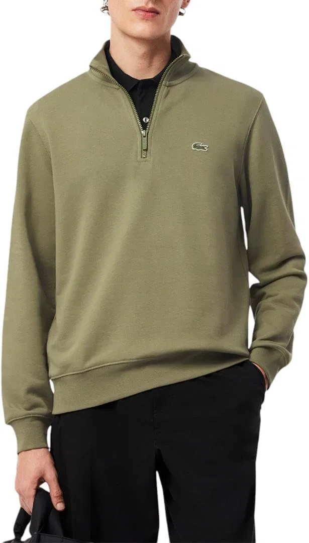 Мужская толстовка Lacoste из коллекции Core, стандартного кроя, классическая, на молнии, с высоким воротником, хаки