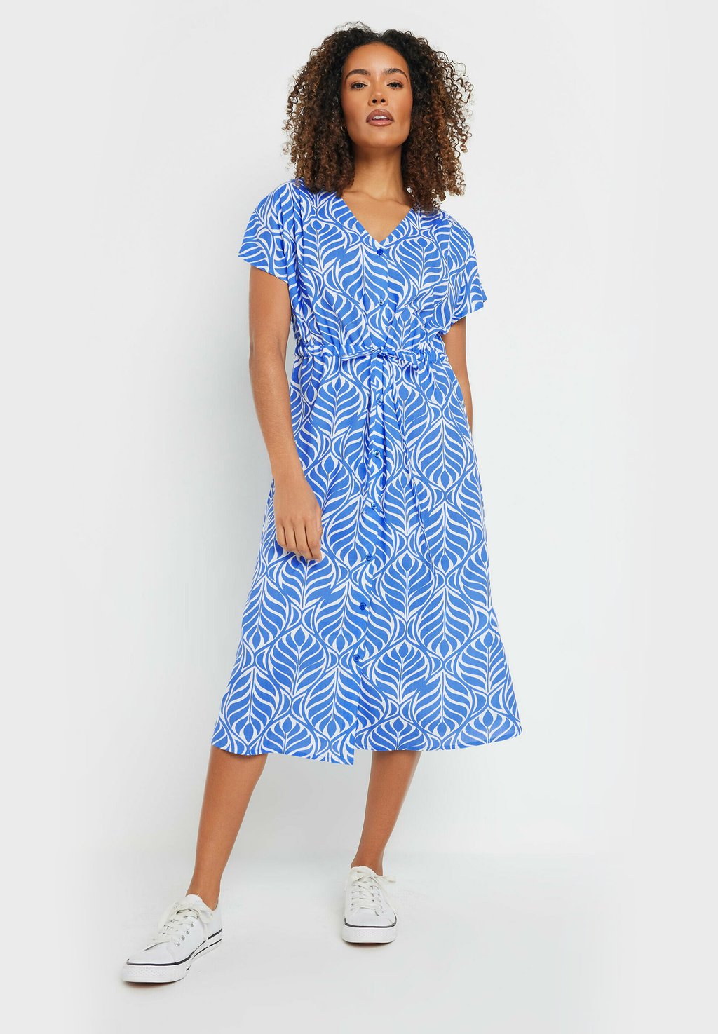 

Платье-рубашка LEAF PRINT TIE WAIST M&Co, синий