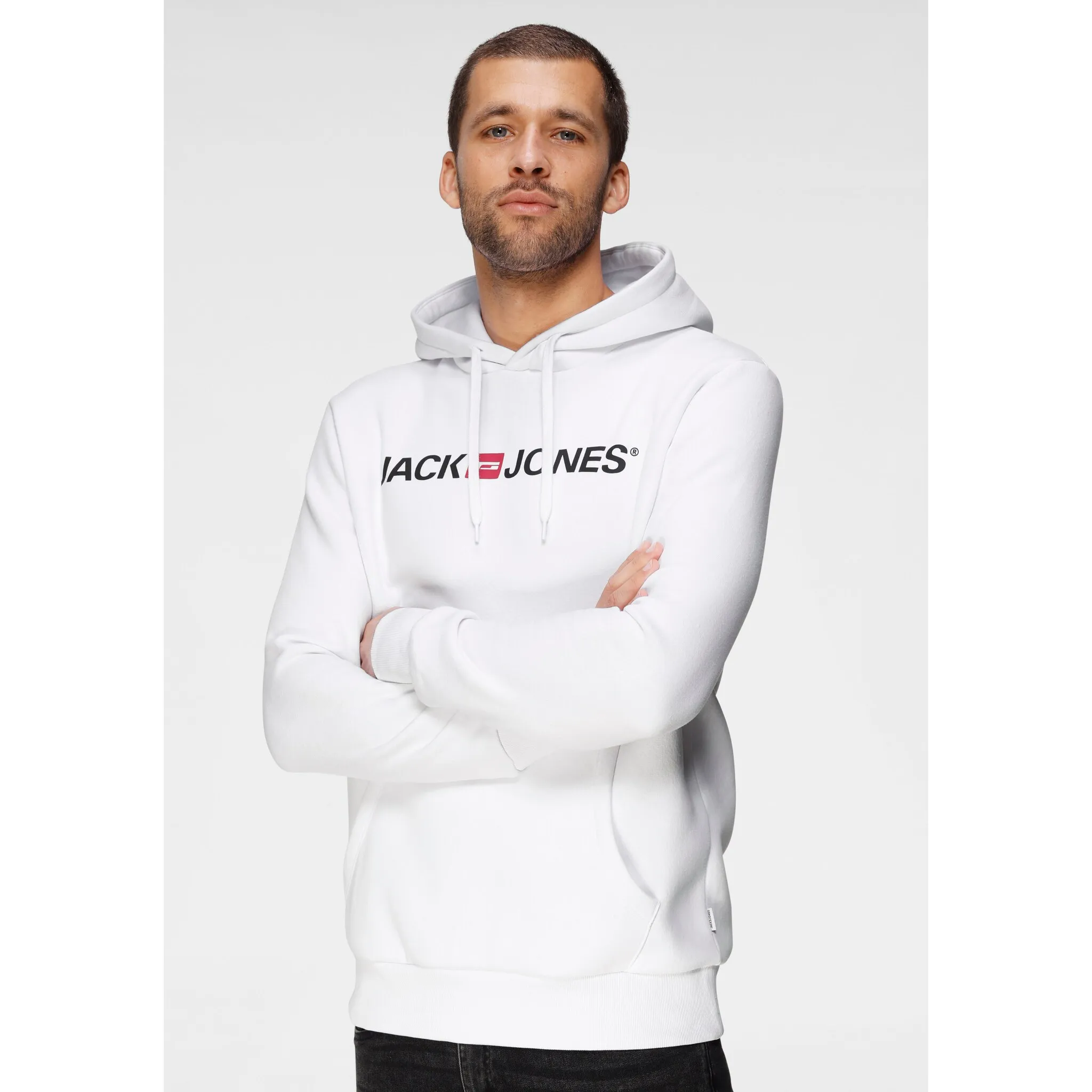 

Толстовка с капюшоном Jack & Jones "Logo Hoodie Oldschool", цвет Weiß-Bedruckt