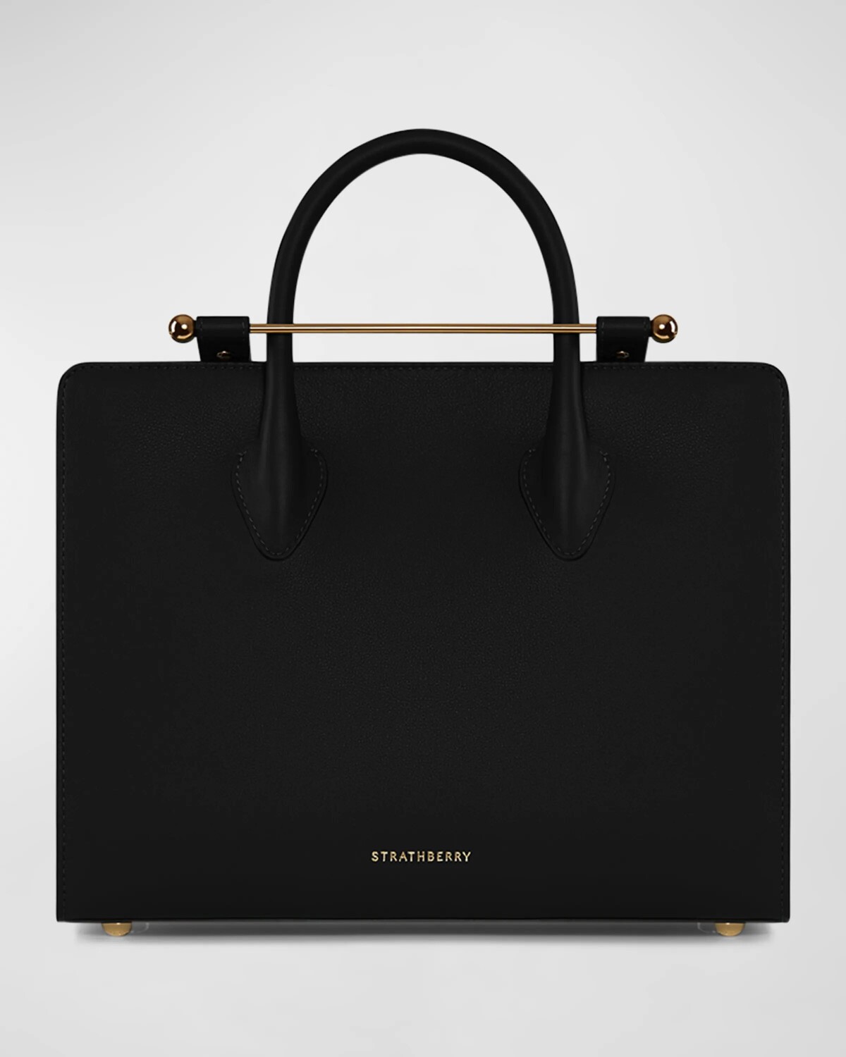 

Кожаная большая сумка-тоут миди из металла STRATHBERRY, цвет Black