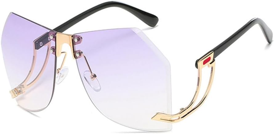 

Солнцезащитные очки без оправы неправильной формы для женщин, оправа из сплава, большие солнцезащитные очки с градиентным переходом, модные женские прозрачные очки generic, 04 Purple