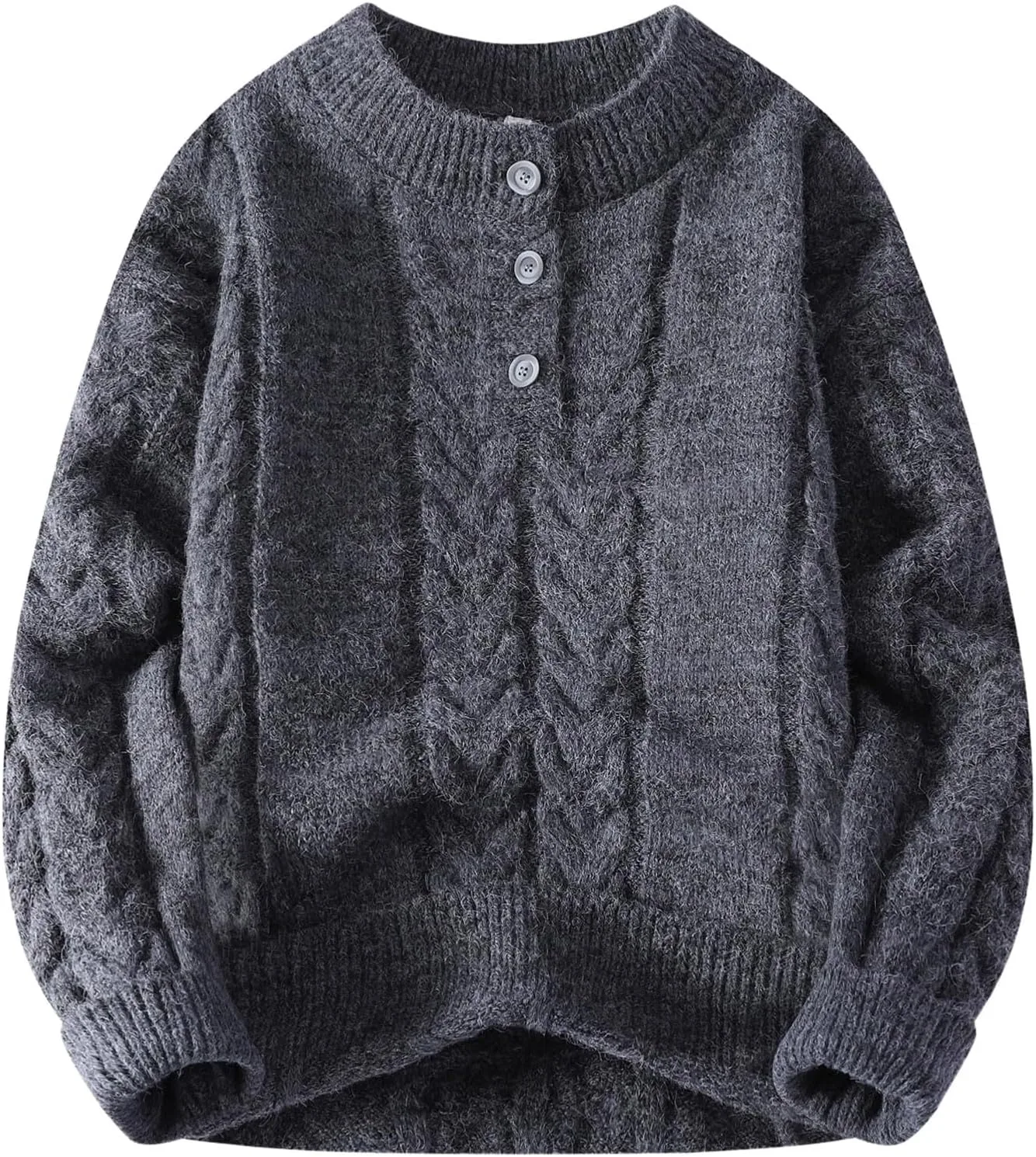 

Мужской свитер хенли с длинным рукавом и пуговицами JHOKCI