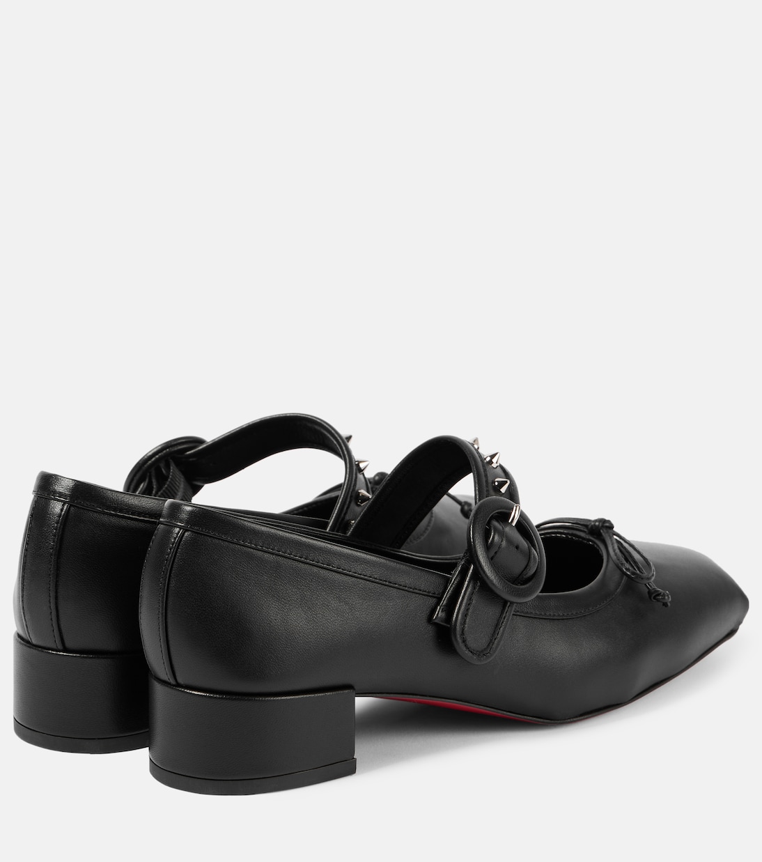 Кожаные балетки Mary Jane с шипами Mamastrapita Christian Louboutin, Black/Lin Black — фото 2