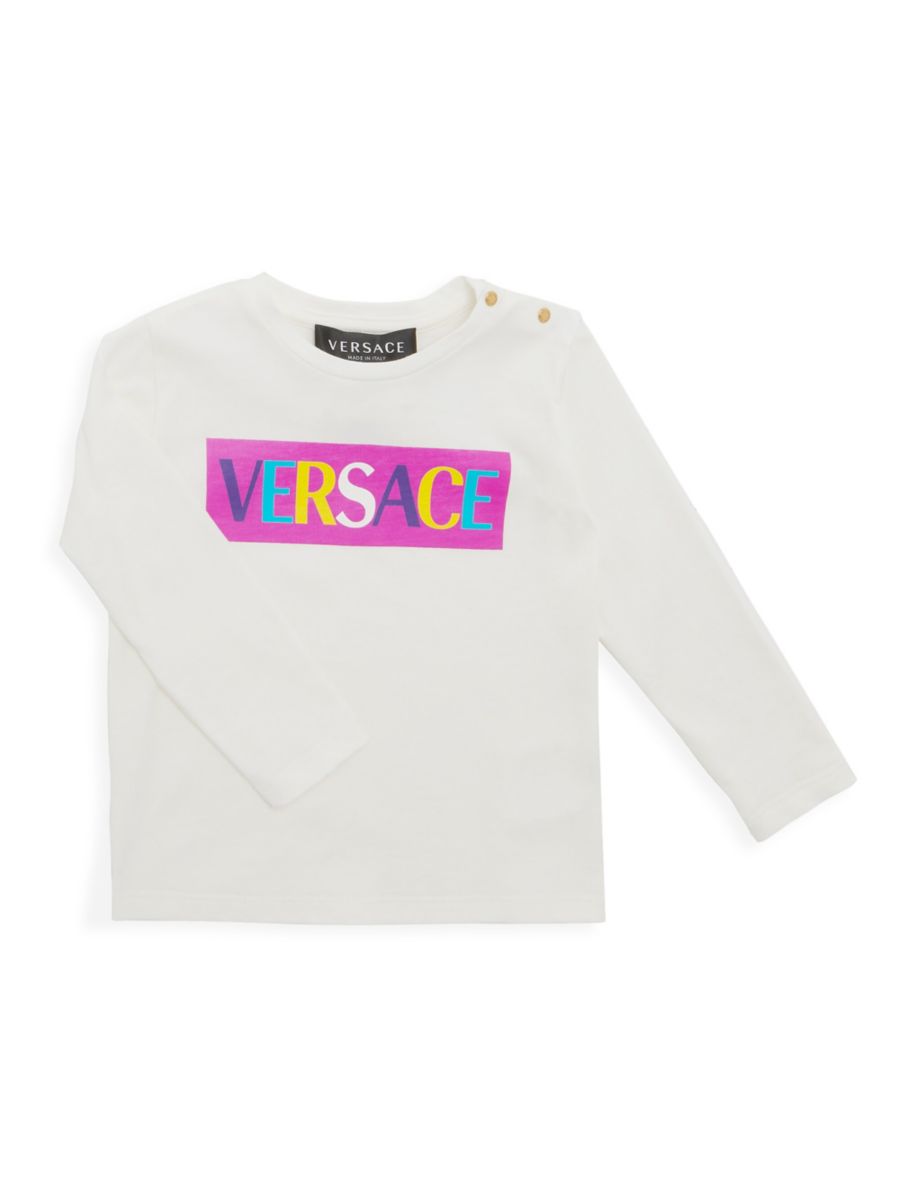 

Футболка с длинными рукавами и принтом логотипа для малышей Versace, белый мульти