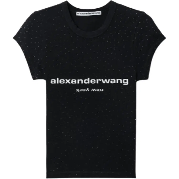 Футболка Logo Baby Rhinestone Alexander Wang, Black