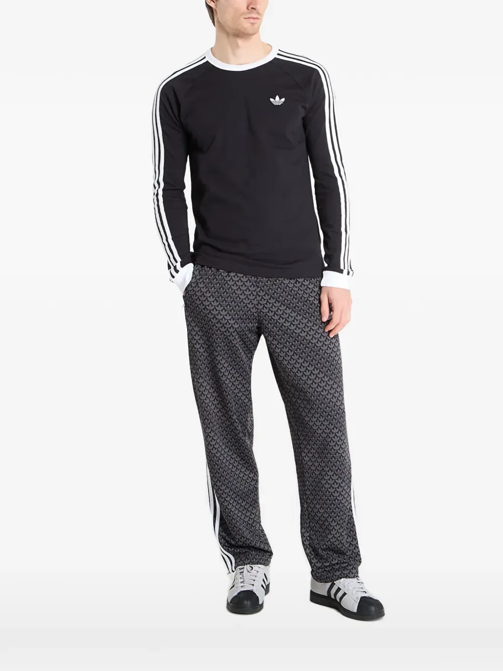 Лонгслив с вышитым логотипом Adidas, черный
