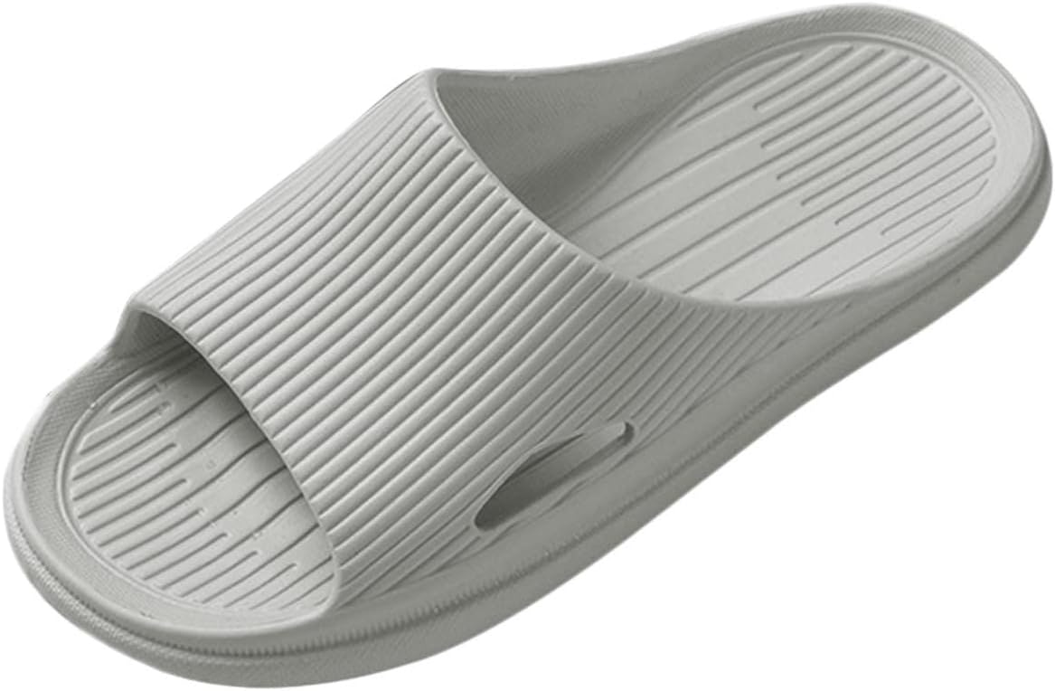 

Мужские домашние тапочки AnFeng для ванной, парные, мягкие, с плоской подошвой, однотонные с полоской, с эффектом памяти, серый